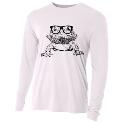 Funny Bearded Dragon Cute Reptile Lizard Nerdy Glass Animal Cooling Performance Long Sleeve Crew