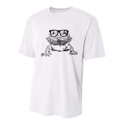Funny Bearded Dragon Cute Reptile Lizard Nerdy Glass Animal Youth Performance Sprint T-Shirt