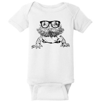Funny Bearded Dragon Cute Reptile Lizard Nerdy Glass Animal Baby Bodysuit