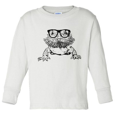 Funny Bearded Dragon Cute Reptile Lizard Nerdy Glass Animal Toddler Long Sleeve Shirt