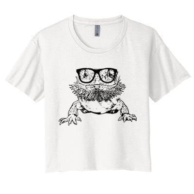 Funny Bearded Dragon Cute Reptile Lizard Nerdy Glass Animal Women's Crop Top Tee