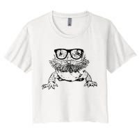 Funny Bearded Dragon Cute Reptile Lizard Nerdy Glass Animal Women's Crop Top Tee