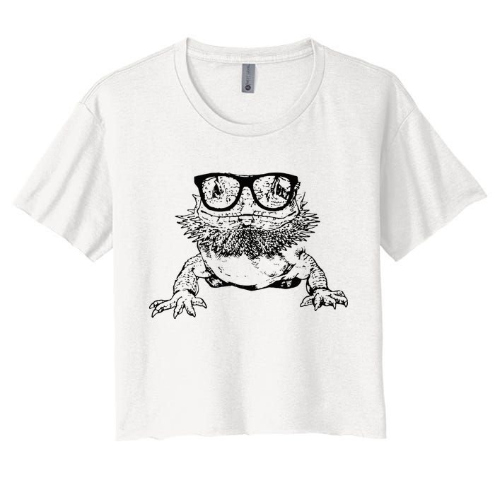 Funny Bearded Dragon Cute Reptile Lizard Nerdy Glass Animal Women's Crop Top Tee