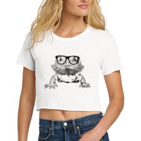 Funny Bearded Dragon Cute Reptile Lizard Nerdy Glass Animal Women's Crop Top Tee
