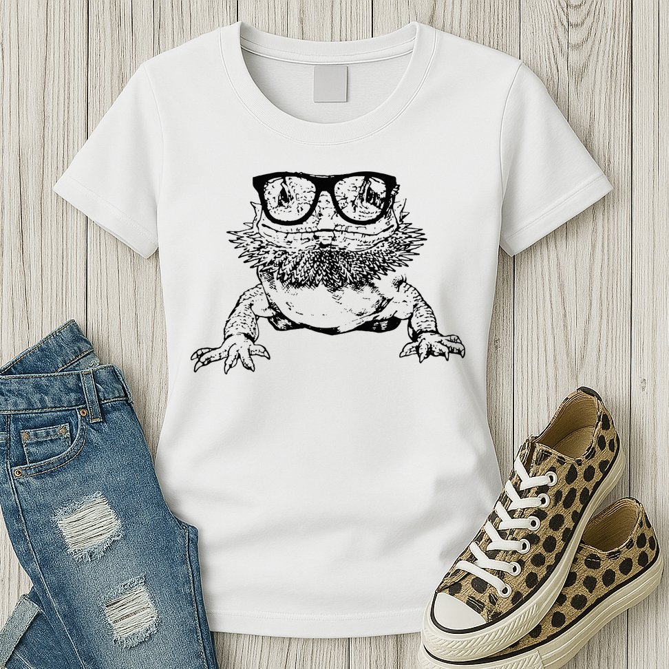 Funny Bearded Dragon Cute Reptile Lizard Nerdy Glass Animal Womens T-Shirt