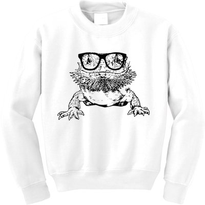 Funny Bearded Dragon Cute Reptile Lizard Nerdy Glass Animal Kids Sweatshirt