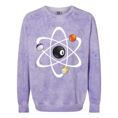 Funny Billiard Designs Science Lover Atom Ball Great Gift Colorblast Crewneck Sweatshirt