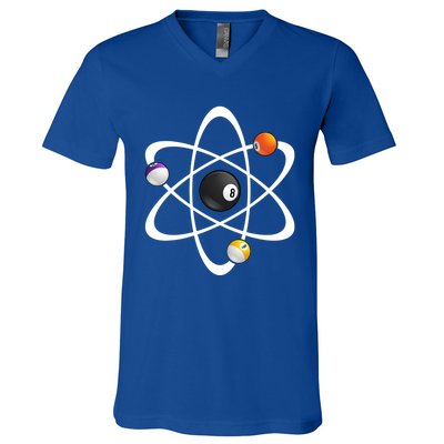 Funny Billiard Designs Science Lover Atom Ball Great Gift V-Neck T-Shirt