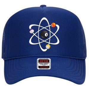 Funny Billiard Designs Science Lover Atom Ball Great Gift High Crown Mesh Back Trucker Hat