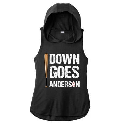 FUNNY BASEBALL DOWN GOES ANDERSON Ladies PosiCharge Tri-Blend Wicking Draft Hoodie Tank