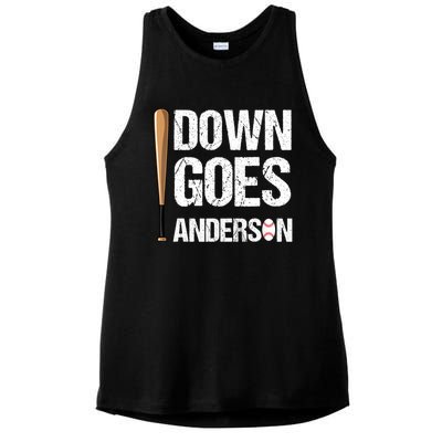 FUNNY BASEBALL DOWN GOES ANDERSON Ladies PosiCharge Tri-Blend Wicking Tank