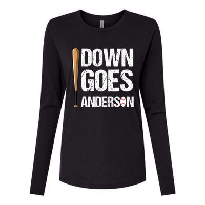 FUNNY BASEBALL DOWN GOES ANDERSON Womens Cotton Relaxed Long Sleeve T-Shirt