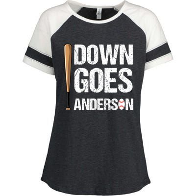 FUNNY BASEBALL DOWN GOES ANDERSON Enza Ladies Jersey Colorblock Tee