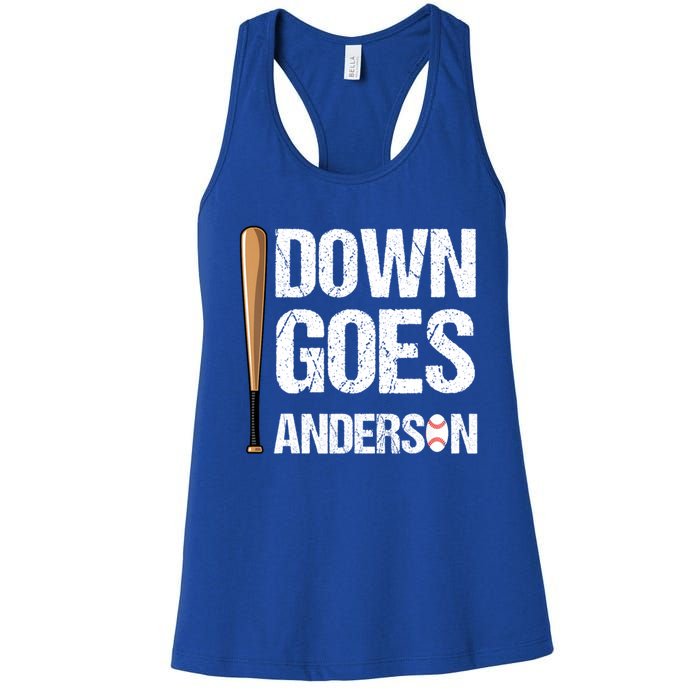 FUNNY BASEBALL DOWN GOES ANDERSON Women's Racerback Tank