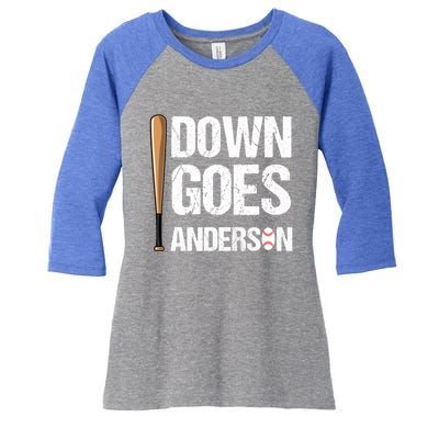 FUNNY BASEBALL DOWN GOES ANDERSON Women's Tri-Blend 3/4-Sleeve Raglan Shirt