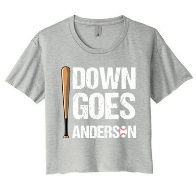 FUNNY BASEBALL DOWN GOES ANDERSON Women's Crop Top Tee