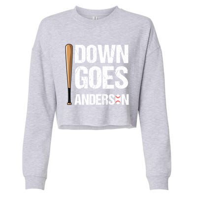 FUNNY BASEBALL DOWN GOES ANDERSON Cropped Pullover Crew