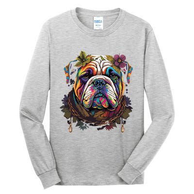 Funny Bulldog Dog Hippie Tall Long Sleeve T-Shirt