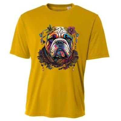 Funny Bulldog Dog Hippie Cooling Performance Crew T-Shirt