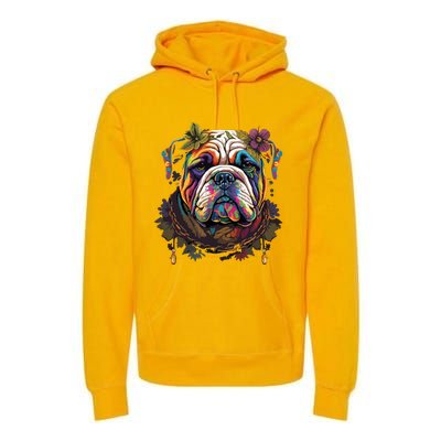 Funny Bulldog Dog Hippie Premium Hoodie