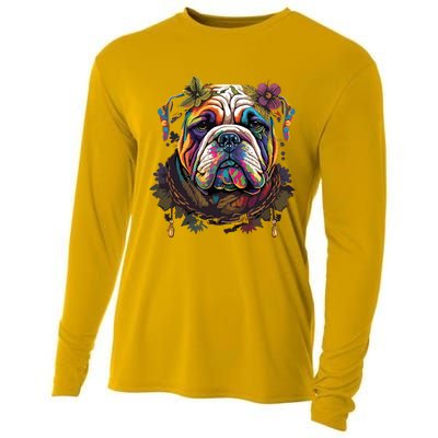 Funny Bulldog Dog Hippie Cooling Performance Long Sleeve Crew