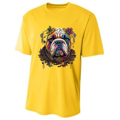 Funny Bulldog Dog Hippie Performance Sprint T-Shirt