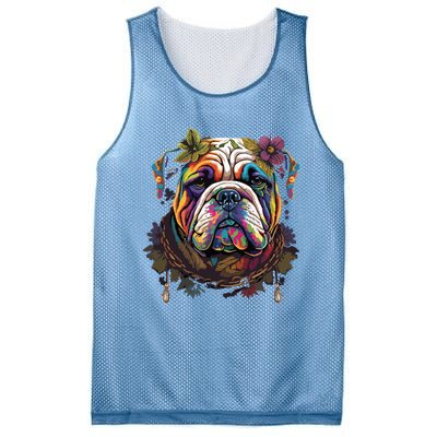 Funny Bulldog Dog Hippie Mesh Reversible Basketball Jersey Tank