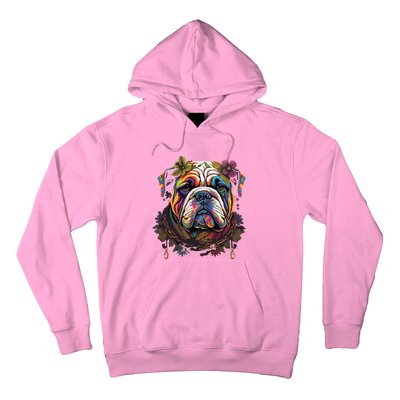 Funny Bulldog Dog Hippie Hoodie