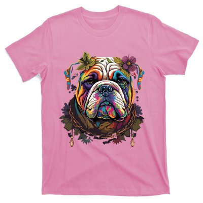 Funny Bulldog Dog Hippie T-Shirt