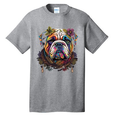 Funny Bulldog Dog Hippie Tall T-Shirt