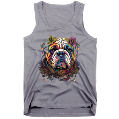 Funny Bulldog Dog Hippie Tank Top