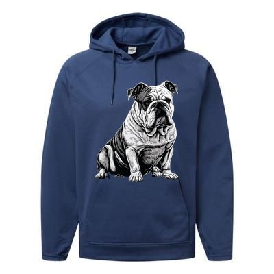 Funny Bulldog Dog Performance Fleece Hoodie