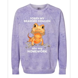 Funny Bearded Dragon Cute Lizard Beardie Ate My Homework Gift Colorblast Crewneck Sweatshirt