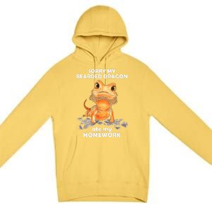 Funny Bearded Dragon Cute Lizard Beardie Ate My Homework Gift Premium Pullover Hoodie