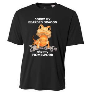 Funny Bearded Dragon Cute Lizard Beardie Ate My Homework Gift Cooling Performance Crew T-Shirt