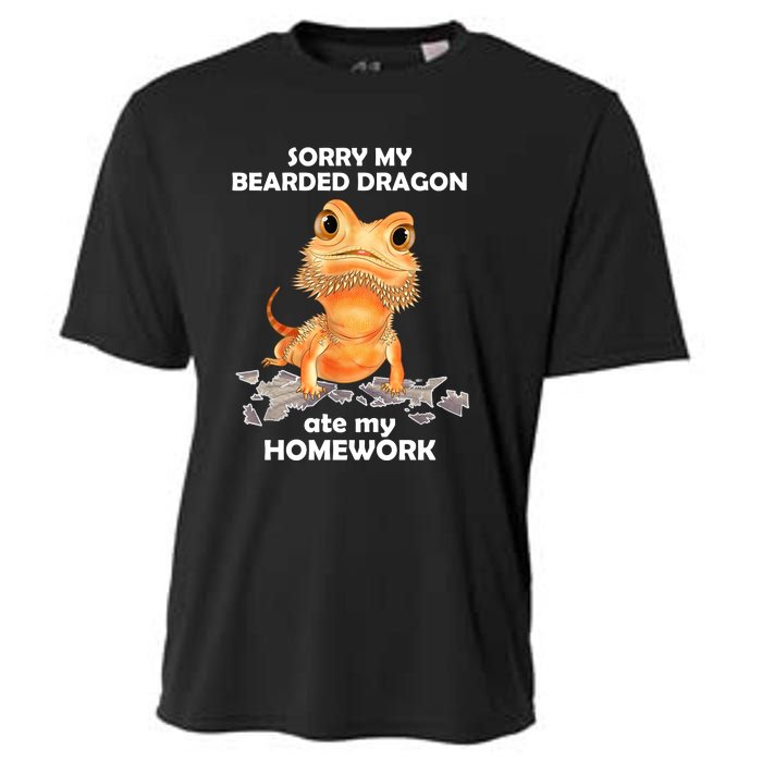 Funny Bearded Dragon Cute Lizard Beardie Ate My Homework Gift Cooling Performance Crew T-Shirt