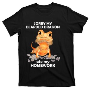 Funny Bearded Dragon Cute Lizard Beardie Ate My Homework Gift T-Shirt