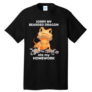 Funny Bearded Dragon Cute Lizard Beardie Ate My Homework Gift Tall T-Shirt