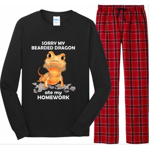 Funny Bearded Dragon Cute Lizard Beardie Ate My Homework Gift Long Sleeve Pajama Set