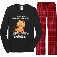 Funny Bearded Dragon Cute Lizard Beardie Ate My Homework Gift Long Sleeve Pajama Set