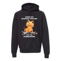 Funny Bearded Dragon Cute Lizard Beardie Ate My Homework Gift Premium Hoodie