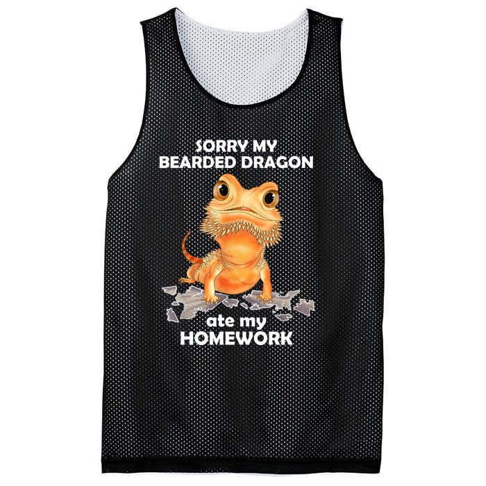 Funny Bearded Dragon Cute Lizard Beardie Ate My Homework Gift Mesh Reversible Basketball Jersey Tank