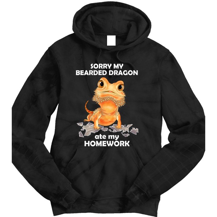 Funny Bearded Dragon Cute Lizard Beardie Ate My Homework Gift Tie Dye Hoodie