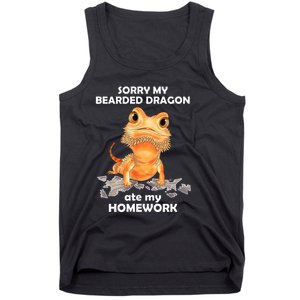 Funny Bearded Dragon Cute Lizard Beardie Ate My Homework Gift Tank Top