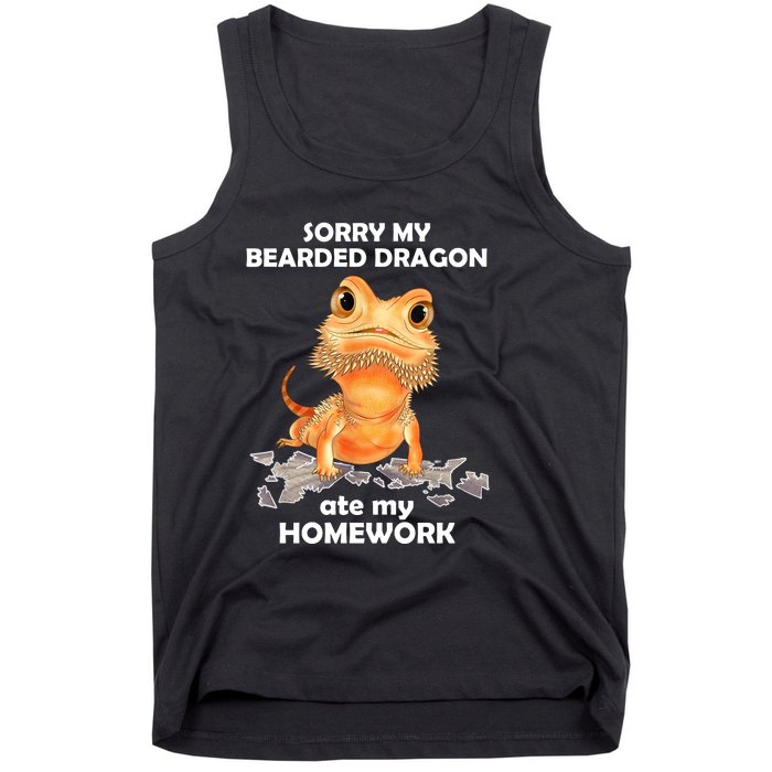 Funny Bearded Dragon Cute Lizard Beardie Ate My Homework Gift Tank Top