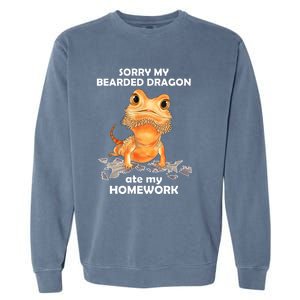 Funny Bearded Dragon Cute Lizard Beardie Ate My Homework Gift Garment-Dyed Sweatshirt