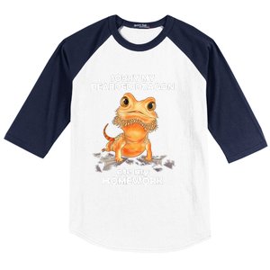 Funny Bearded Dragon Cute Lizard Beardie Ate My Homework Gift Baseball Sleeve Shirt