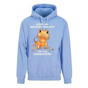 Funny Bearded Dragon Cute Lizard Beardie Ate My Homework Gift Unisex Surf Hoodie