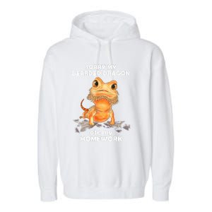 Funny Bearded Dragon Cute Lizard Beardie Ate My Homework Gift Garment-Dyed Fleece Hoodie