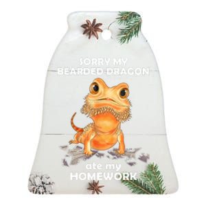 Funny Bearded Dragon Cute Lizard Beardie Ate My Homework Gift Ceramic Bell Ornament